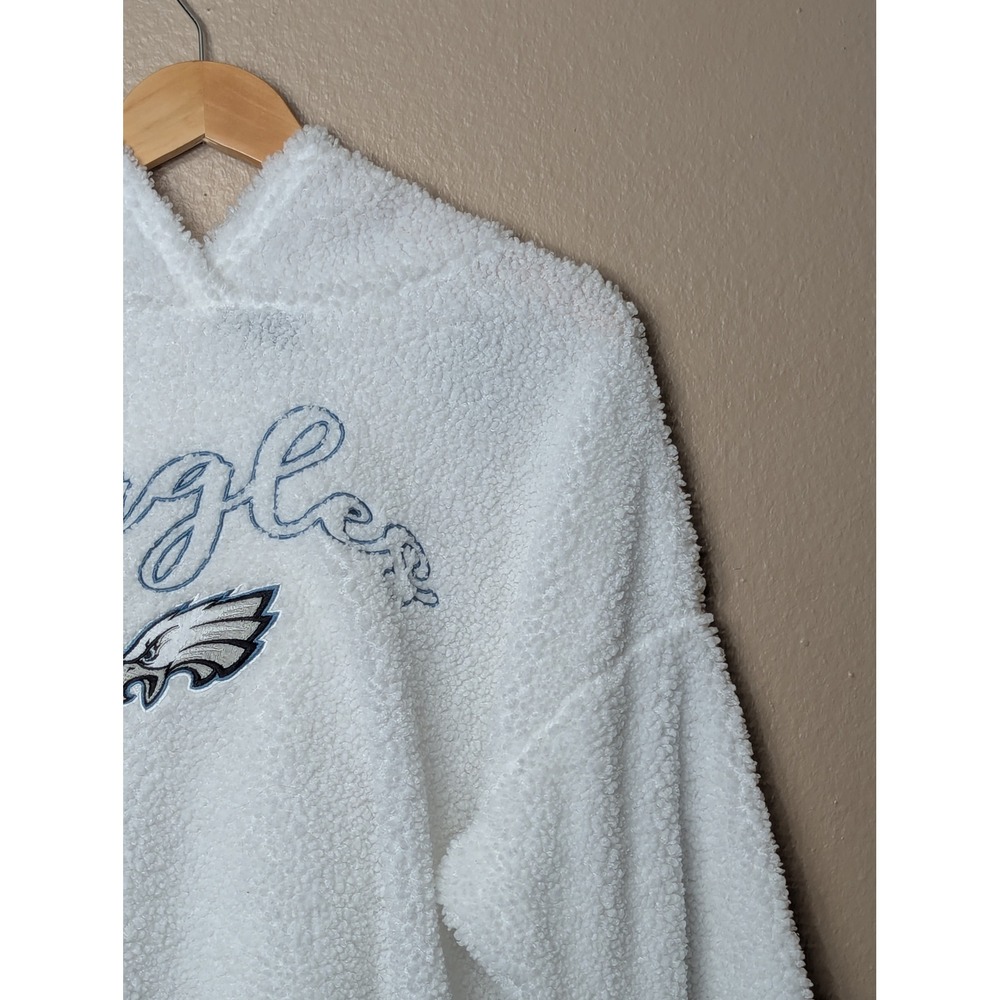NFL Sherpa Hoodie Women XL White Philadelphia Eagles Gameday Fleece Pullover - Picture 8 of 15